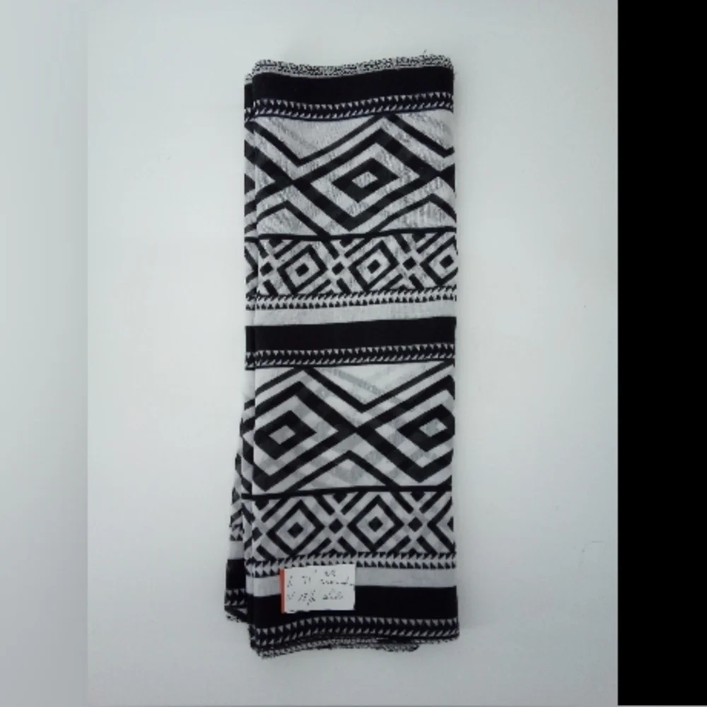 Retro Southwest Tribal Aztec Black White Infinity Sheer Scarf